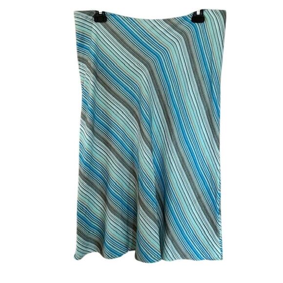 Vintage 90s New York & Company Linen Blend Striped Knee Length Skirt, size 10 - Picture 1 of 5